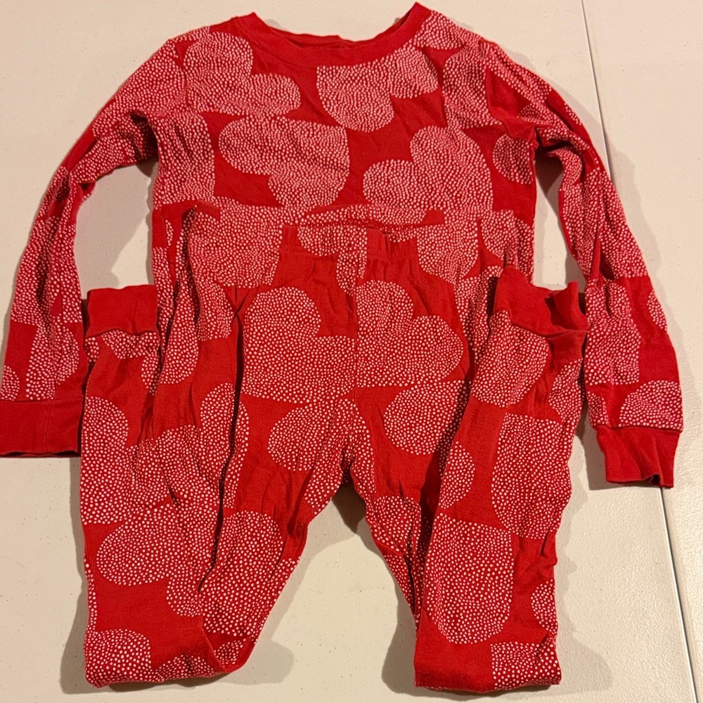 Red Heart Print Pajama Set